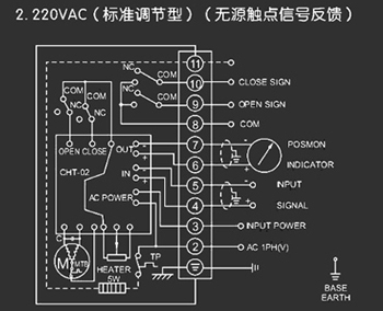 220VAC標(biāo)準(zhǔn)調(diào)節(jié)型<a href='http://m.tangguohezi.cn/Product/diefa/diandongdiefa/' target='_blank'>電動<a href='http://m.tangguohezi.cn/Product/diefa/' target='_blank'>蝶閥</a></a>接線圖（