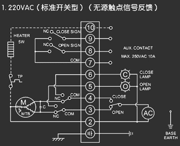 220VAC標(biāo)準(zhǔn)開關(guān)型<a href='http://m.tangguohezi.cn/Product/diefa/diandongdiefa/' target='_blank'>電動<a href='http://m.tangguohezi.cn/Product/diefa/' target='_blank'>蝶閥</a></a>接線圖