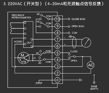 220VAC開關(guān)型<a href='http://m.tangguohezi.cn/Product/diefa/diandongdiefa/' target='_blank'>電動<a href='http://m.tangguohezi.cn/Product/diefa/' target='_blank'>蝶閥</a></a>接線圖
